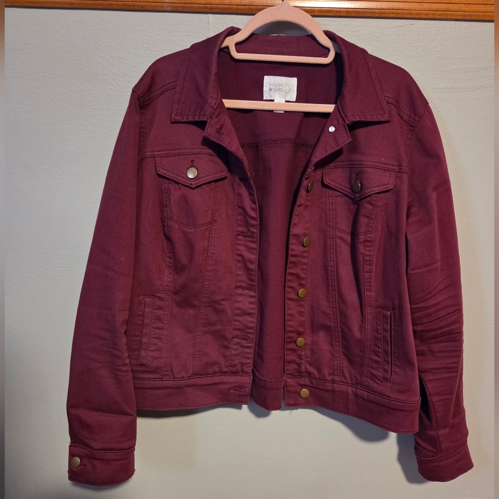 Market & Spruce Deep Red Jean Jacket